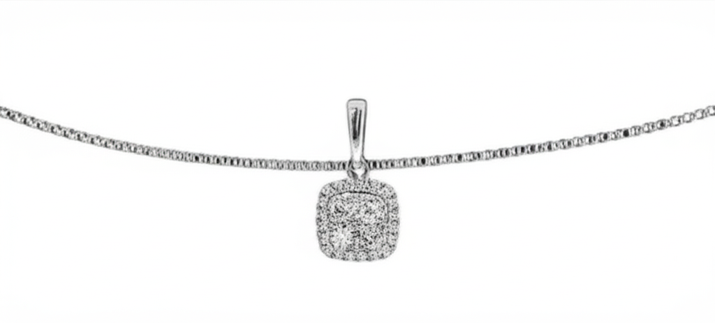 Zovellea Cushion-Cut Pavé Pendant Necklace in Sterling Silver