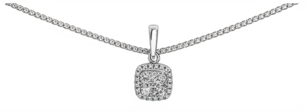 Zovellea Cushion-Cut Pavé Pendant Necklace in Sterling Silver