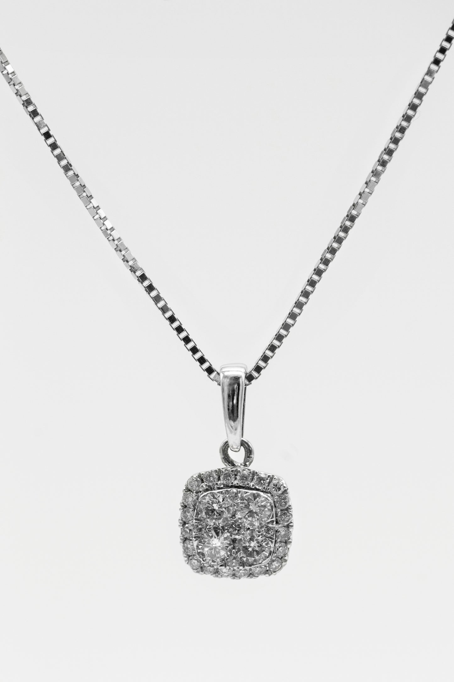 Zovellea Cushion-Cut Pavé Pendant Necklace in Sterling Silver