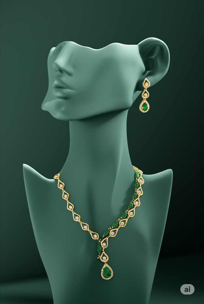 Zovellea Royal Gold-Plated Teardrop Necklace & Earring Set