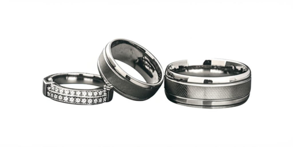 Zovellea Men's Matte Black Tungsten Ring with Engraved Detail
