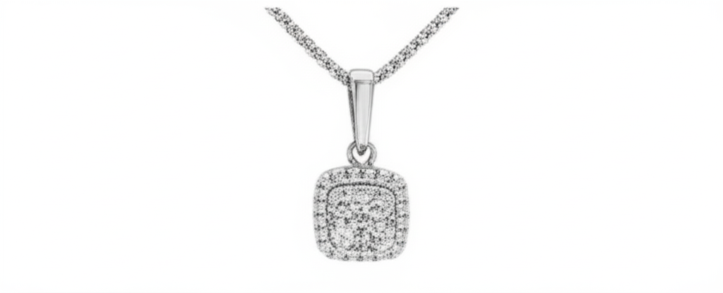 Zovellea Cushion-Cut Pavé Pendant Necklace in Sterling Silver