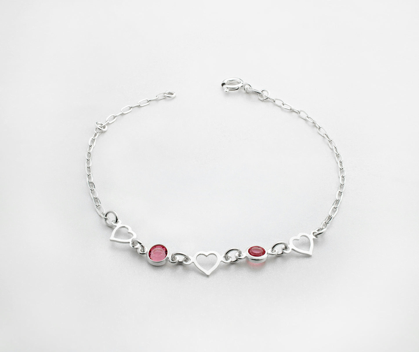 Zovellea Silver Heart & Gemstone Charm Bracelet