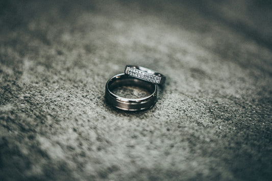 Zovellea Men's Matte Black Tungsten Ring with Engraved Detail