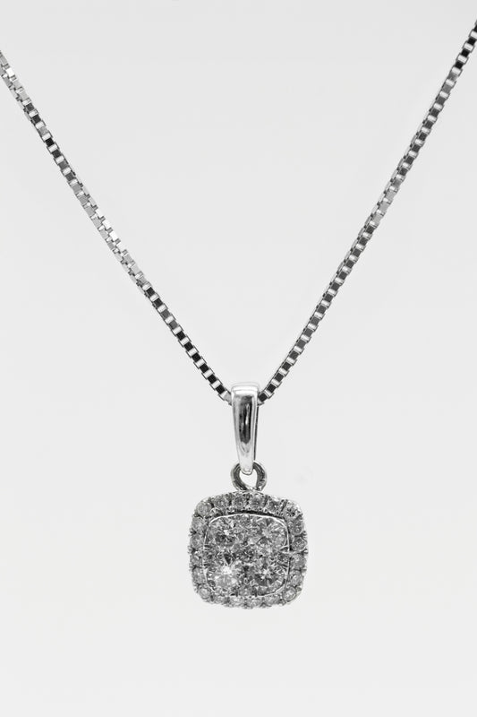 Zovellea Cushion-Cut Pavé Pendant Necklace in Sterling Silver